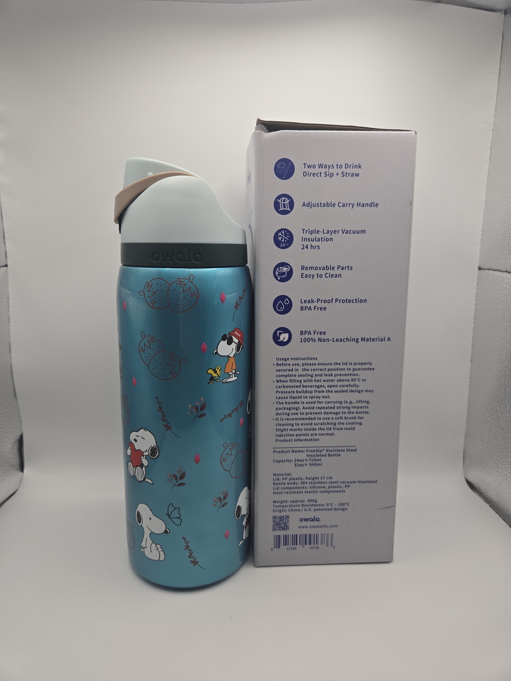 Peanuts Snoopy Stainless Steel Water Bottle - Blue